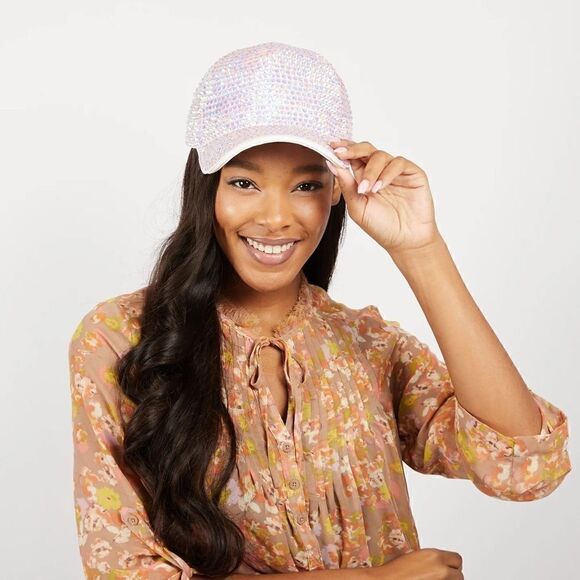 NWT Completely Bedazzled Bling White Baseball Cap main image 4